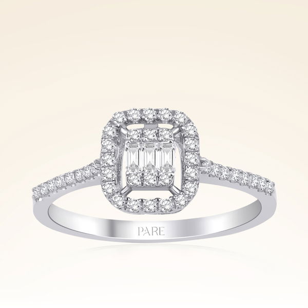  0,25 Karat Kolu Taşlı Baget Pırlanta Yüzük - Pare Pırlanta