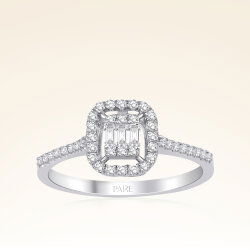  0,25 Karat Kolu Taşlı Baget Pırlanta Yüzük - 1