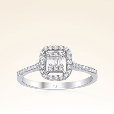  0,25 Karat Kolu Taşlı Baget Pırlanta Yüzük - Pare Pırlanta