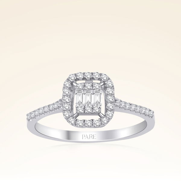  0,25 Karat Kolu Taşlı Baget Pırlanta Yüzük - Pare Pırlanta