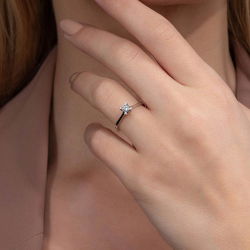 0,25 Karat Tektaş Kalp Pırlanta Yüzük - 5