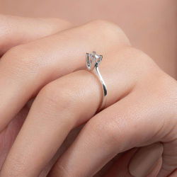 0,25 Karat Tektaş Kalp Pırlanta Yüzük - 7