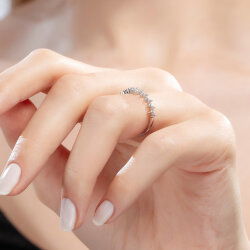 0,25 Karat Yarımtur Pırlanta Yüzük - 4