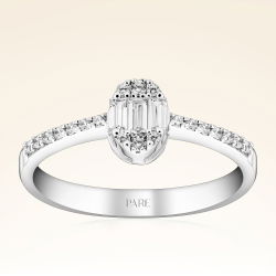0,26 Karat Kolu Taşlı Baget Pırlanta Yüzük - PR00062 - 1