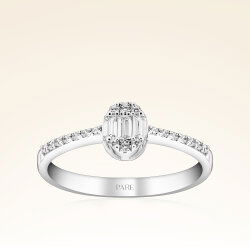 0,26 Karat Kolu Taşlı Baget Pırlanta Yüzük - 1