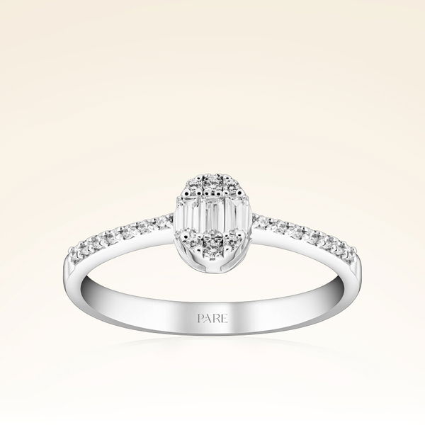 0,26 Karat Kolu Taşlı Baget Pırlanta Yüzük - Pare Pırlanta