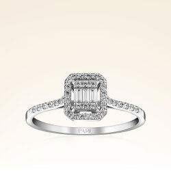 0,26 Karat Kolu Taşlı Baget Pırlanta Yüzük - 1