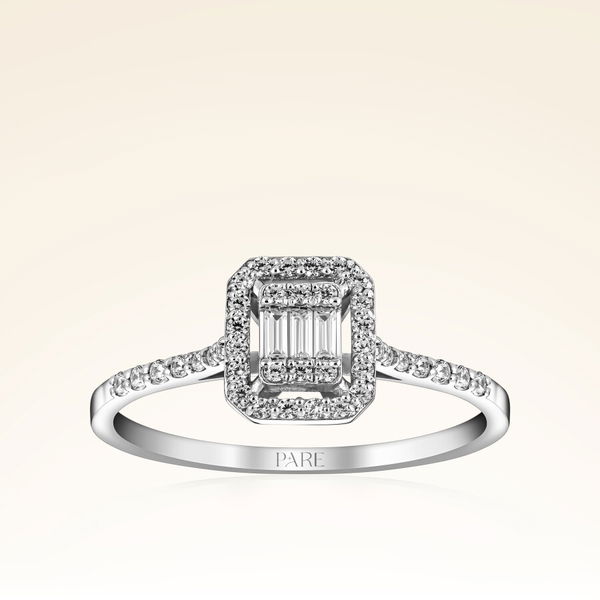 0,26 Karat Kolu Taşlı Baget Pırlanta Yüzük - Pare Pırlanta