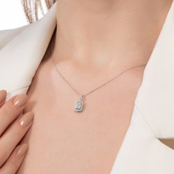 0,27 Karat Baget Pırlanta Kolye - 3