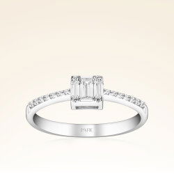 0,27 Karat Kolu Taşlı Baget Pırlanta Yüzük - 1