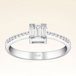 0,27 Karat Kolu Taşlı Baget Pırlanta Yüzük - 1