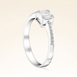 0,27 Karat Kolu Taşlı Baget Pırlanta Yüzük - 2