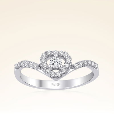0,27 Karat Pırlanta Tasarım Kalp Yüzük - Pare Pırlanta