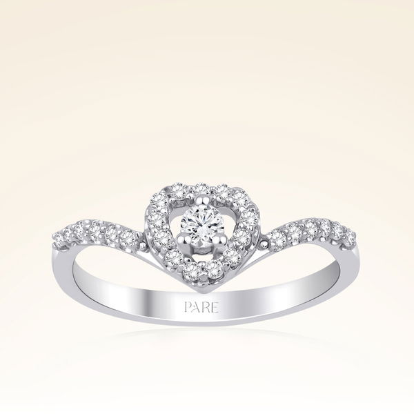 0,27 Karat Pırlanta Tasarım Kalp Yüzük - Pare Pırlanta