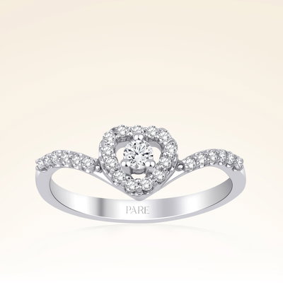 0,27 Karat Pırlanta Tasarım Kalp Yüzük - Pare Pırlanta