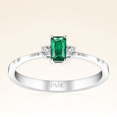 0,27 Karat Pırlanta Zümrüt Yüzük - Pare Pırlanta
