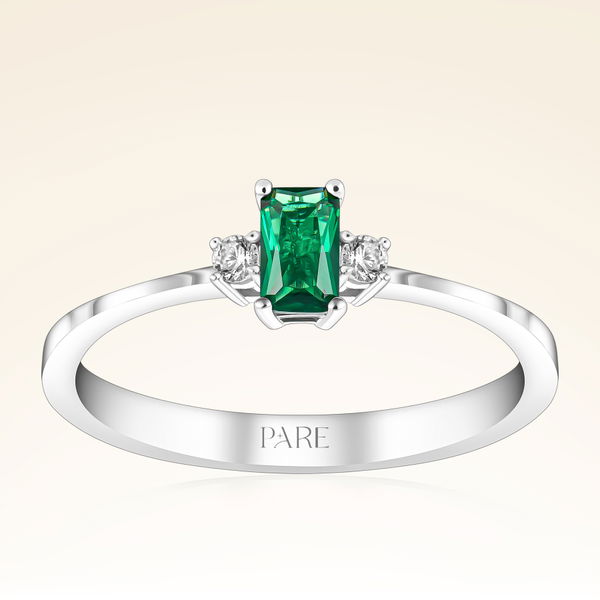 0,27 Karat Pırlanta Zümrüt Yüzük - Pare Pırlanta