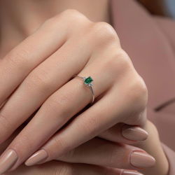 0,27 Karat Pırlanta Zümrüt Yüzük - PR00206 - 4
