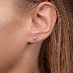 0,27 Karat Tektaş Pırlanta Küpe - 3