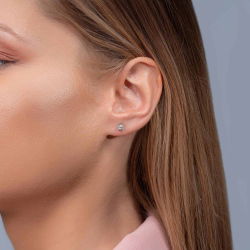 0,27 Karat Tektaş Pırlanta Küpe - 2