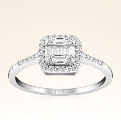 0,28 Karat Kolu Taşlı Baget Pırlanta Yüzük - PR00127 - 1