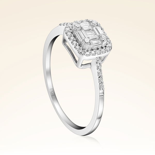 0,28 Karat Kolu Taşlı Baget Pırlanta Yüzük - Pare Pırlanta