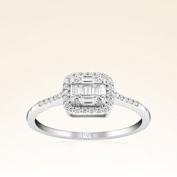 0,28 Karat Kolu Taşlı Baget Pırlanta Yüzük - 1