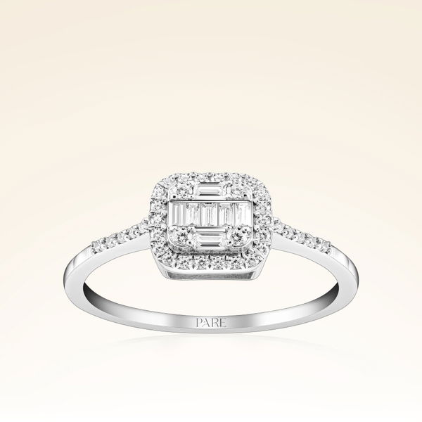 0,28 Karat Kolu Taşlı Baget Pırlanta Yüzük - Pare Pırlanta