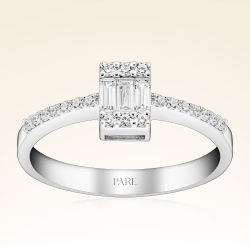 0,28 Karat Kolu Taşlı Baget Pırlanta Yüzük - PR00063 - 1
