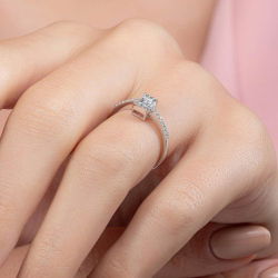 0,28 Karat Kolu Taşlı Baget Pırlanta Yüzük - PR00063 - 7