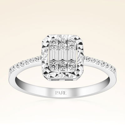 0,29 Karat Efektli Baget Pırlanta Yüzük - Pare Pırlanta