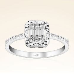 0,29 Karat Efektli Baget Pırlanta Yüzük - 1