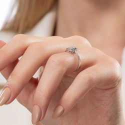 0,29 Karat Efektli Baget Pırlanta Yüzük - 5