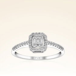 0,29 Karat Kolu Taşlı Baget Pırlanta Yüzük - 1