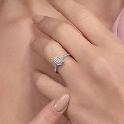 0,29 Karat Kolu Taşlı Baget Pırlanta Yüzük - PR00652 - 5
