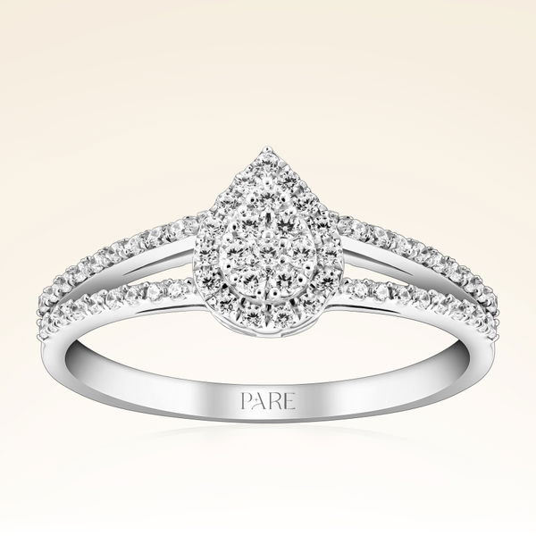 0,29 Karat Pırlanta Kolu Taşlı Damla Yüzük - Pare Pırlanta