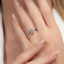 0,29 Karat Kolu Taşlı Baget Pırlanta Yüzük - PR00117 - 5