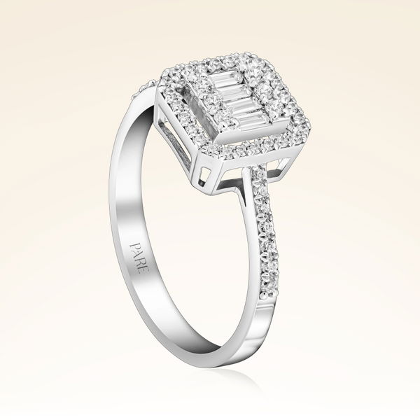 0,29 Karat Kolu Taşlı Baget Pırlanta Yüzük - Pare Pırlanta