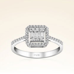 0,29 Karat Kolu Taşlı Baget Pırlanta Yüzük - 1