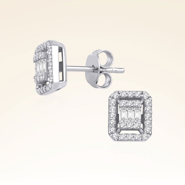 0,30 Karat Baget Pırlanta Küpe - Pare Pırlanta