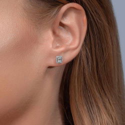 0,30 Karat Baget Pırlanta Küpe - 3