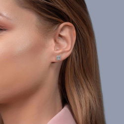 0,30 Karat Baget Pırlanta Küpe - 2