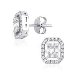 0,30 Karat Baget Pırlanta Küpe - PR01340 - 1