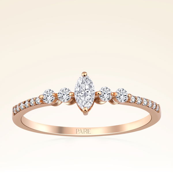 0,30 Karat Pırlanta Markiz Taşlı Rose Yüzük - Pare Pırlanta