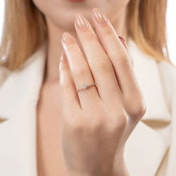 0,30 Karat Pırlanta Oval Taşlı Rose Yüzük - PR01132 - 5