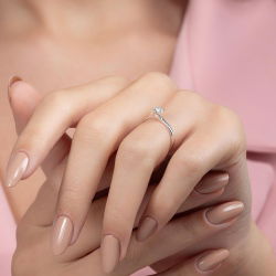 F Renk 0,30 Karat HRD Sertifikalı Tektaş Pırlanta Yüzük - 6