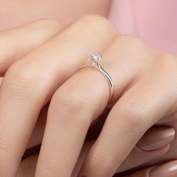 F Renk 0,30 Karat HRD Sertifikalı Tektaş Pırlanta Yüzük - 7