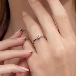 G Renk 0,30 Karat HRD Sertifikalı Tektaş Pırlanta Yüzük - 5