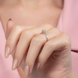 G Renk 0,30 Karat HRD Sertifikalı Tektaş Pırlanta Yüzük - 6