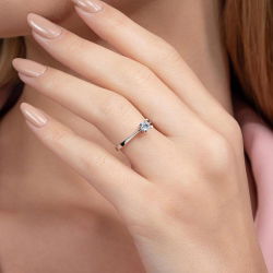 G Renk 0,30 Karat HRD Sertifikalı Tektaş Pırlanta Yüzük - 5